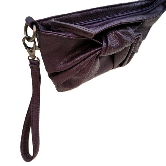 Tie Front Wristlet Clutch Purse in Dark Purple - Picture 3 of 7